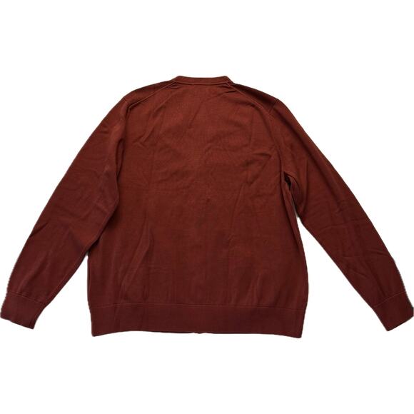 LANDS' END Supima Cotton Cardigan Sweater Men's Size XL 46-48 Burgundy NWT - Picture 2 of 12